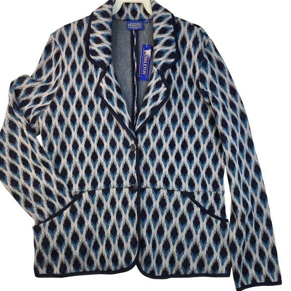 Pendleton Womens XL Blazer Jacket Ikat-inspired Cotton Deadstock New - Picture 1 of 9